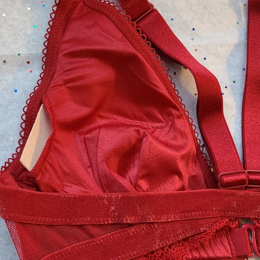 BUY 1 GET 1 FREE VICTORIA SECRET RED MESH BRALETTE - Picture 7 of 11